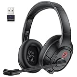 EKSA Wireless Headset with Mic for Work, Bluetooth 5.0 Headset with AI-Powered Noise Cancelling Microphone - Bluetooth Wireless Headphones with Mic for Work/PC/Laptop/Computer/Office/Zoom