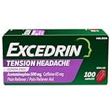 Excedrin Tension Headache Relief Caplets Without Aspirin for Head, Neck and Shoulder Pain Relief - 100 Count