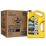 Pennzoil Ultra Platinum Full Synthetic 0W-20 Motor Oil, 5 Quart (3 Pack)