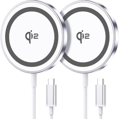 for Mag-Safe Charger 2 Pack,Qi2 Certified 15W Magnetic Wireless Charger Fast Charging Pad for iPhone 17 16 15 14 13 12&Airpods Pro 4 3 2&Samsung Galaxy S25&Pixel 10 Series,Strong Magnet,Ultra-Thin