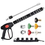 M MINGLE Replacement Pressure Washer Gun with Extension Wand, M22 15mm or M22 14mm Fitting, 5 Nozzle Tips, 40 Inch, 4000 PSI