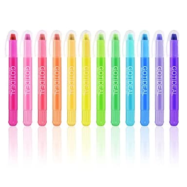 GOTIDEAL Bible Highlighters, 12 Pack Assorted Colors Gel Highlighters Pens Set, Wax Bible Markers for Study Journaling School Book Supplies