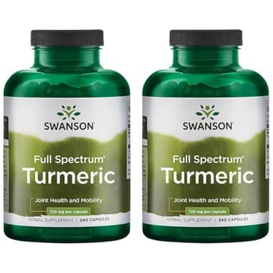 Swanson Full Spectrum Turmeric Curcumin Joint, Liver, and Digestive Support Supplement for Active Adults - Non-GMO, Gluten-Free (240 Vegan Capsules, 2 Pack)