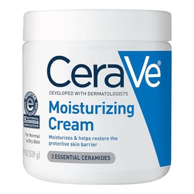CeraVe Moisturizing Cream, Body and Face Moisturizer for Dry Skin, Body Cream with Hyaluronic Acid and Ceramides, Daily Moisturizer, Oil-Free, Fragrance Free, Non-Comedogenic, 19 Ounce