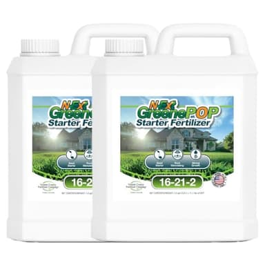 16-21-2 GreenePOP Liquid Starter Fertilizer - 2 Gallon Pack (256 oz = Covers up to 17,000 sq ft) Bio-Stimulant with Sea Kelp and Humic Acid for Lawns