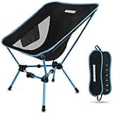 MARCHWAY Lightweight Folding Camping Chair, Stable Portable Compact for Outdoor Camp, Travel, Beach, Picnic, Festival, Hiking, Backpacking, Supports 330Lbs (Blue)