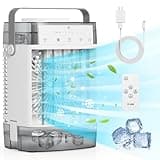 Yestono Portable Air Conditioners,3-Speed Small AC Fan, Evaporative Air Cooler with Remote,Timer function,7-Color Night light, 2 Mist modes,Personal Air Conditioner for Bedroom,Office,Room(Gray)