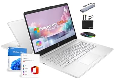 HP 14" Laptop 2025 Business Student Slim Computer, Lifetime MS Office, Copilot AI, Quad-Core Intel CPU, 16GB RAM, 628GB Storage (128GB UFS+500GB Ext), MarxsolAccessory, Wi-Fi 6, Win 11 Pro, Silver