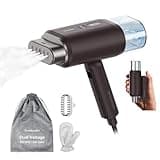 Newbealer Dual Voltage Garment Steamer - 120V/220V, 1200W Powerful Steamer for Clothes, Home & Travel Use, Horizontal & Vertical Steaming, 20s Heat-up, Foldable, 1.72lbs, 180ml (Brown)