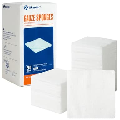 200 Pack 4x4 Inch Gauze Sponges 8-Ply, 100% Cotton Large Gauze Pads for Wound Care, Highly Absorbent Bulk Hospital-Grade First Aid & Surgical Dressing