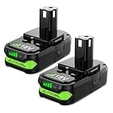 Bonacell 2Pack 3.8Ah Replacement for Ryobi 18V Battery Lithium Compatible with Ryobi ONE+ 18 Volt Battery P102 P103 P104 P105 P106 P108 P107 P109 for Cordless Power Tools