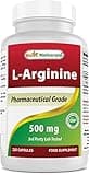 Best Naturals L-Arginine 500mg 250 Capsules - Pharmaceutical Grade L Arginine supplement promotes nitric oxide synthesis