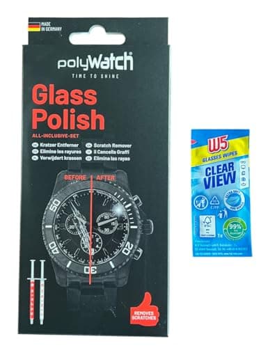 Polywatch Watch Crystal Glass polishing Paste with W5 Wipe Cleaner