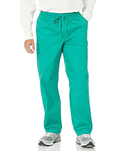 Amazon Essentials Men's Elastic Waistband Straight Leg Scrub Pant with Drawstring, Emerald Green, Medium