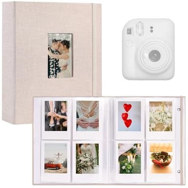 Mini Instax Photo Album 208 Photos 2x3 Inch Pictures Book for Fujifilm Polaroid Instant Camera, Linen Hardcover Polaroid Book for Photos Travel Family Anniversaries Baby Vacations Beige 1 Pack