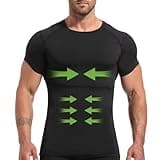 Lgtfy 4D Mens Compression Shirt Short Sleeve, Slimming Body Shaper Vest, Gynecomastia Tummy Control Back Support Undershirt, Workout Tank Top Black