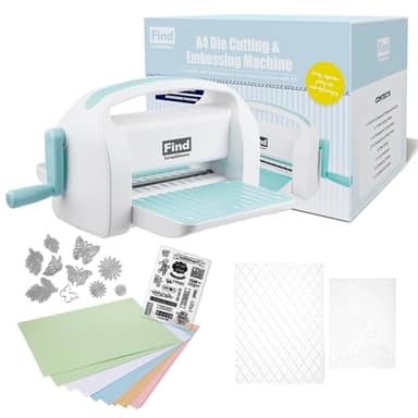 Find Scrapblooms 9 inch Opening Die Cutting Machine for Card Making, Foldable A4 Die Cut and Embossing Machine Complete Set for Scrapbooking，DIY Paper Craft (Gift Box)