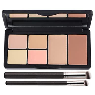 Concealer Contour Palette, 6 In 1 Color Correcting Concealer Contour Makeup Palette, Contouring Foundation Highlighting Makeup Kit for Dark Circles, Blemish With 2 Packs Brush (2#)