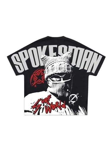 SOLY HUX Men's T-Shirt Y2K Graphic Tees Short Sleeve Punk Summer Loose Top Streetwear Black Graphic Medium