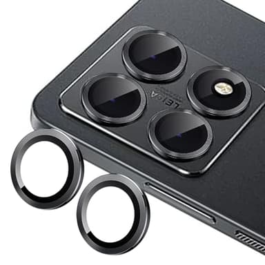Zeking (2 Set for Xiaomi 14T Camera Lens Protector, Scratch-Resistant HD Clarity Ultra-Thin 9H Tempered Glass with Aluminum Edging, Individual Metal Lens Cover (Black)