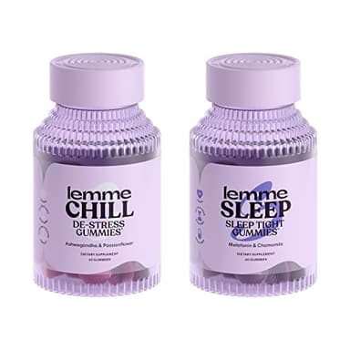 Lemme Chill & Sleep Bundle - Stress Relief Gummies with KSM-66 Ashwagandha & Deep Sleep Gummies with Melatonin and Magnesium to Fall Asleep Faster - Gluten-Free and Non-GMO (Variety Pack of 2)