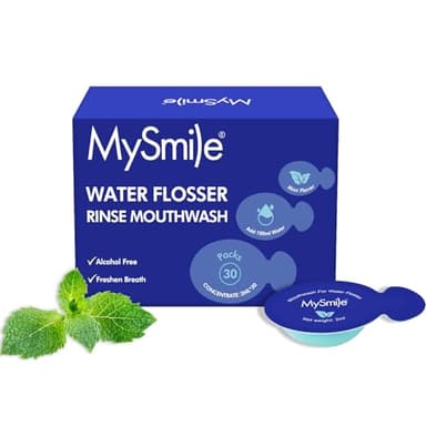 MySmile Water Flosser Mouthwash, Travel Size Concentrated Mouth Wash for Adults, 15x Concentrated Equals 200 FL oz, Alcohol Free for Bad Breath, Fresh Mint, (30 Uses, 0.06 fl oz)