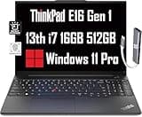 Lenovo ThinkPad E16 Business Laptop (16" FHD+ Anti-Glare, Intel 13th Gen 10-Core i7-1355U, 16GB RAM, 512GB SSD), Backlit, Fingerprint, IST Hub, FHD Webcam, Ethernet, Wi-Fi 6, Win 11 Pro, Black