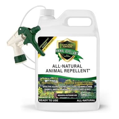 Natural Armor Animal & Rodent Repellent Spray. Repels Skunks, Raccoons, Rats, Mice, Deer Rodents & Critters. Repeller & Deterrent in Powerful Peppermint Formula – 128 Fl Oz Gallon Ready to Use