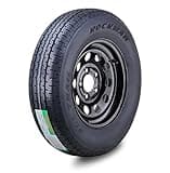 ROCKMAN Trailer Tire Wheel Assembly ST205/75R15 8-Ply D 107M 5 Lug on 5" PCD Black Mod Rim