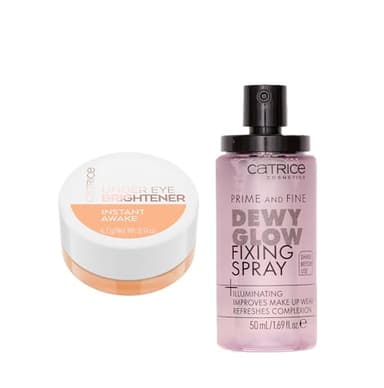 Catrice | Prime & Fine Illuminating Dewy Glow Spray & Under Eye Brightener 020 Bundle | Full Coverage Makeup | Vegan & Cruelty Free