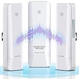 Wireless Bridge, Pre-Configured 3 Pack Long Range WiFi Bridge for Point to Multi-Point, High-Speed Network Bridge with Hotspot, for Stores, Barn, Garage, Building, 100/1000Mbps LAN Port. 3 Pack (5KM)