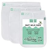 Bellamei Nut Milk Bag Reusable 3 Pack Food Strainer Nut Bags for Straining Almond/Soy Milk Greek Yogurt Professional for Cold Brew Coffee Tea Beer Celery Juice Fine Nylon Mesh(8"x12"/10"x12"/13"x13")