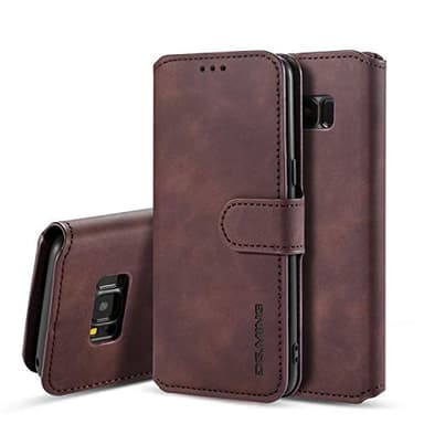 UEEBAI PU Leather Case for Samsung Galaxy S7, Vintage Retro Premium Wallet Flip Cover TPU Inner Shell [Card Slots] [Magnetic Closure] Stand Function Folio Shockproof Full Protection - Coffee