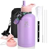 KOLETIKO 64 oz Insulated Water Bottle with Straw, Vacuum COLD for 36 Hrs, Non-BPA & Leak Proof, Half Gallon Stainless Steel Water Jug with Paracord Handle, Straw & Spout Lid, Lavender