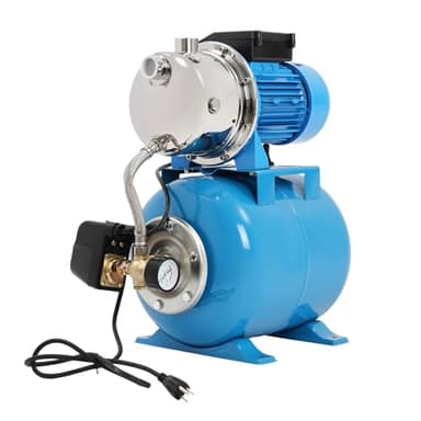 YUNLAIGOTOP 1HP Shallow Well Pump with Pressure Tank, 792GPH Automatic Water Booster Jet Pump Irrigation Water Pump w/ 6.34 Gal Pressure Tank Water Pump Booster System for Home, Garden, Lawn -Blue