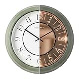 CLXEAST 14" LED Illuminated in/Outdoor Atomic Analog Wall Clock with Night Light,Coastal Beach Nautical Wall Clocks for Outdoor Patio Garden Decor, Olive Sage Green Finish