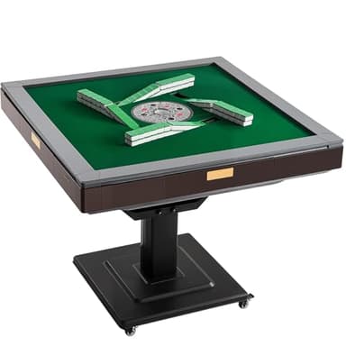 VEVOR Automatic Mahjong Table with Wheels, 2 Sets of 40 mm Tiles (164 Pcs), Roller Coaster Style Mahjong-Table, Foldable and Automatic Shuffler, for Home, Outdoor Leisure & Gifts for Mahjong Players