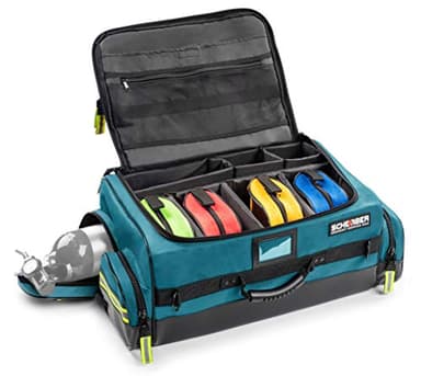 Scherber First Responder O2 Bag | Ultimate Professional EMT/EMS Trauma Oxygen Kit | Durable Reflective 600D Water Repellant Bag w/10+ Compartments, Zippered Pockets, Dividers & Padded Strap XL - Blue