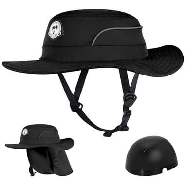Tontron Waterports Hat with Hard Shell for Surfing, SUP,Kayaking and Watersports (US, Alpha, Medium, Black)