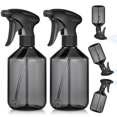 Baderke 2 Pcs Spray Bottle, 16 oz Plastic Spray Bottles for Cleaning 360° Upside Down Sprayer Bottles for Cleaning Solutions, Durable Nozzle W/fine Mist and Stream Setting(Gray)
