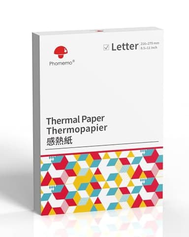 Phomemo Thermal Printer Paper 8.5" x 11", Advanced Thermal Printing, Thermal Paper Compatible with M08F-Letter, A285M, M832D, M834 Inkless Letter Portable Printers, Size 8.5 x 11 Inch, 100 Sheets