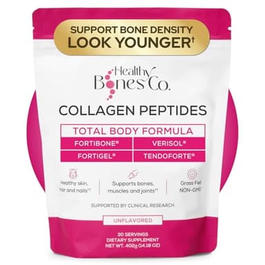 FORTIBONE® Premium Bone Health Collagen Peptides w/FORTIGEL®, VERISOL®, TENDOFORTE® | Clinically-Supported for Bones Joints Skin Hair Nails | Hydrolyzed Collagen Anti-Aging Formula | 30 Servings