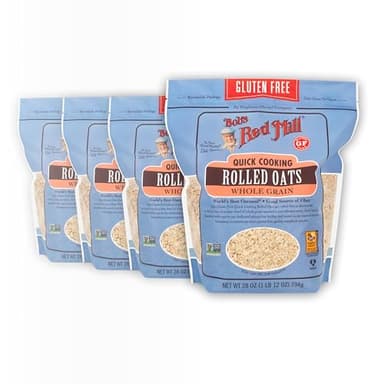 Bob's Red Mill Gluten Free Quick Cooking Rolled Oats, 28oz (Pack of 4) - Non GMO, Whole Grain, Vegan, Kosher