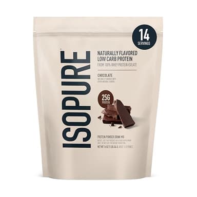 Isopure Low Carb 100% Pure Whey Isolate Protein Powder, Lactose Free, Gluten Free, With Vitamins, Dark Chocolate, 25g Protein Per Serving, 1 Lb, 14 Servings (Packaging May Vary)