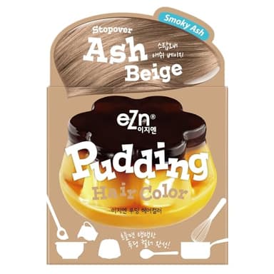 eZn Pudding Hair Dye for Sensitive Scalps – (Ash Beige) | No-Drip, Ammonia-Free, Long-Lasting Semi-Permanent Hair Color with Keratin for Gentle Gray Coverage at Home