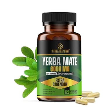 Extra Strength Yerba Mate High Potency, 60mg Caffeine Per Capsule, Extract Pills Supplements for Clean Natural Energy, Improved Focus, Concentration, Nootropics, Made in USA - 120 Caps