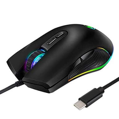 HXMJ RGB LED Gaming Mice,Wired USB C Port for Apple MacBook,Tablets,Computer or Laptops with Type C Port-Black