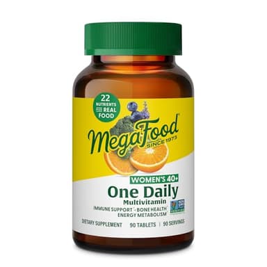 MegaFood Multivitamin for Women 40+ One Daily Womens Multivitamin - with Methylated B12, Methyl Folate, Vitamin D3, C & Zinc - Energy Metabolism, Immune Support & Bone Health, Vegetarian, 90 Tablets
