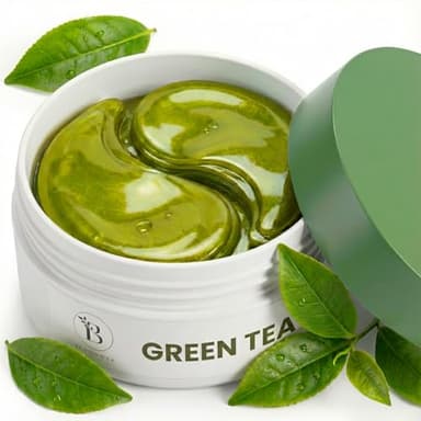BLOOMORA Green Tea Under Eye Patches (30 Pairs), Cooling Eye Mask for Puffy Eyes & Dark Circles, Soothing & Hydrating Gel Pads, Revitalizing Under Eye Care & Skincare Gifts for Women