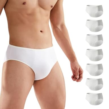 Relaxcare 7 Pack Mens Disposable Underwear, Breathable Briefs Portable for Travel-Ready Gym Essentials, White, XLarge